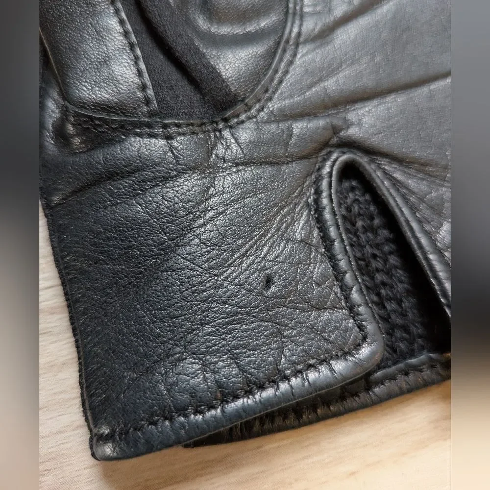 Vintage Genuine Leather Wool Lined Gloves Japan